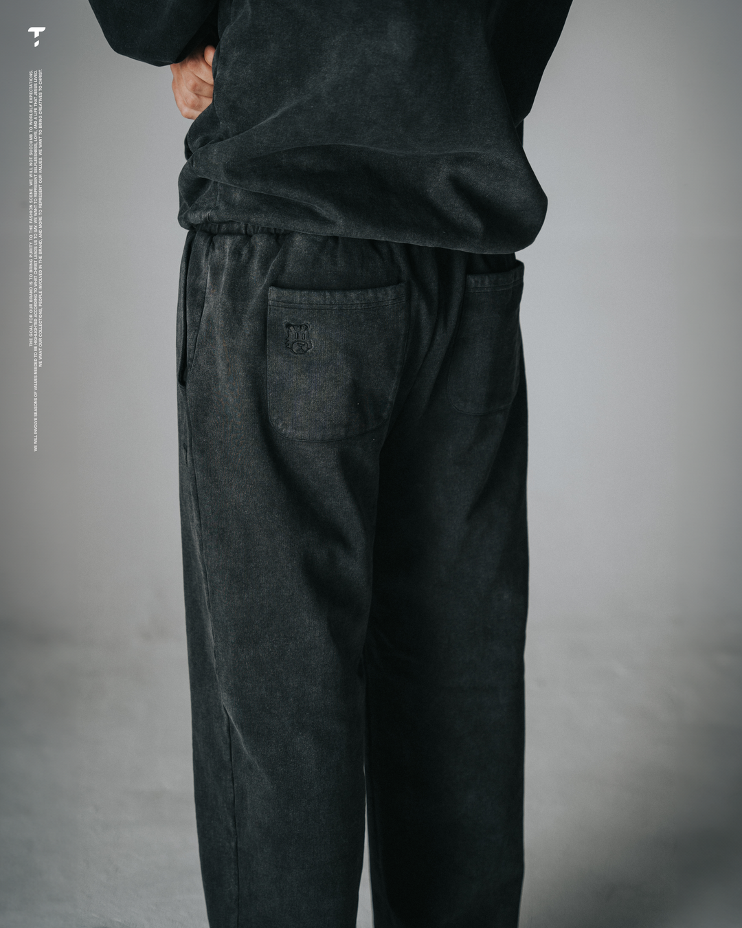 Double Layered Washed Black Sweatpants